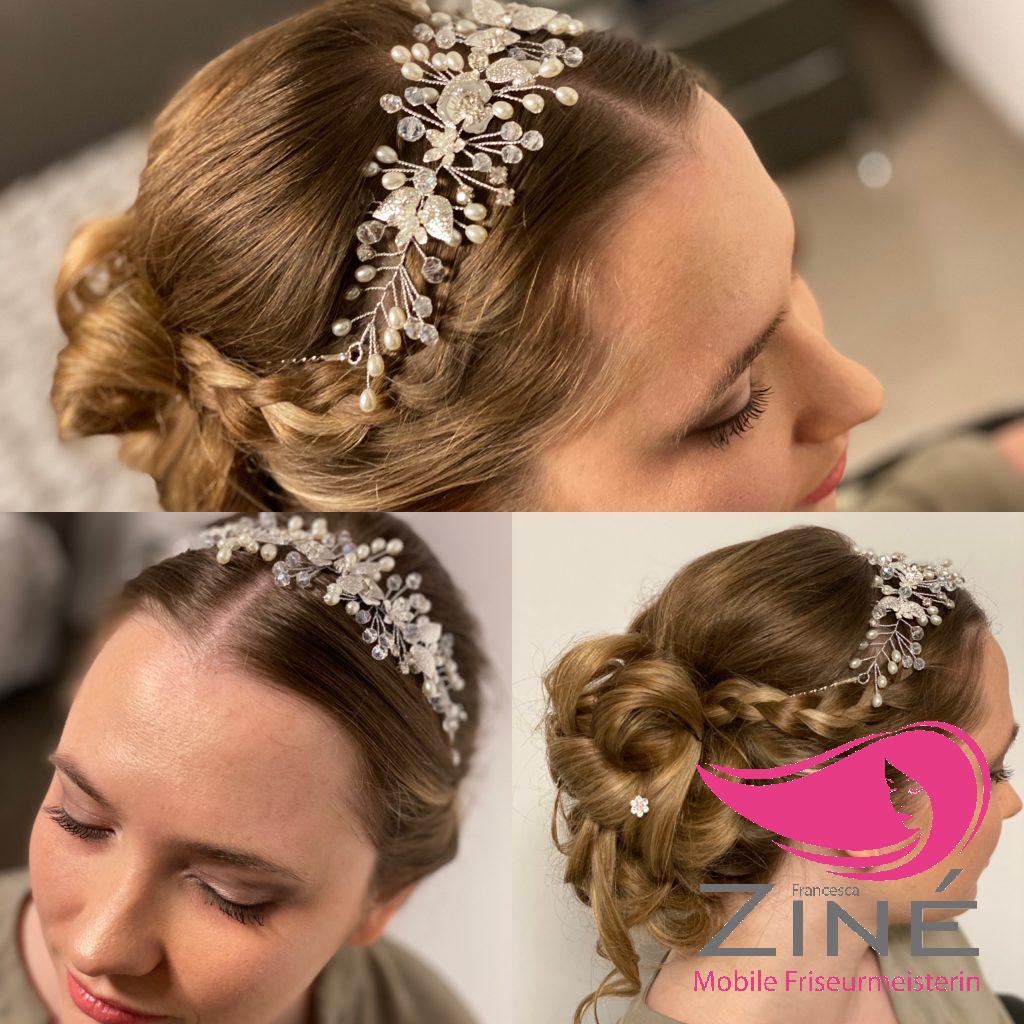 Ziné - Damenfrisur mit Zierband und Lockendutt
